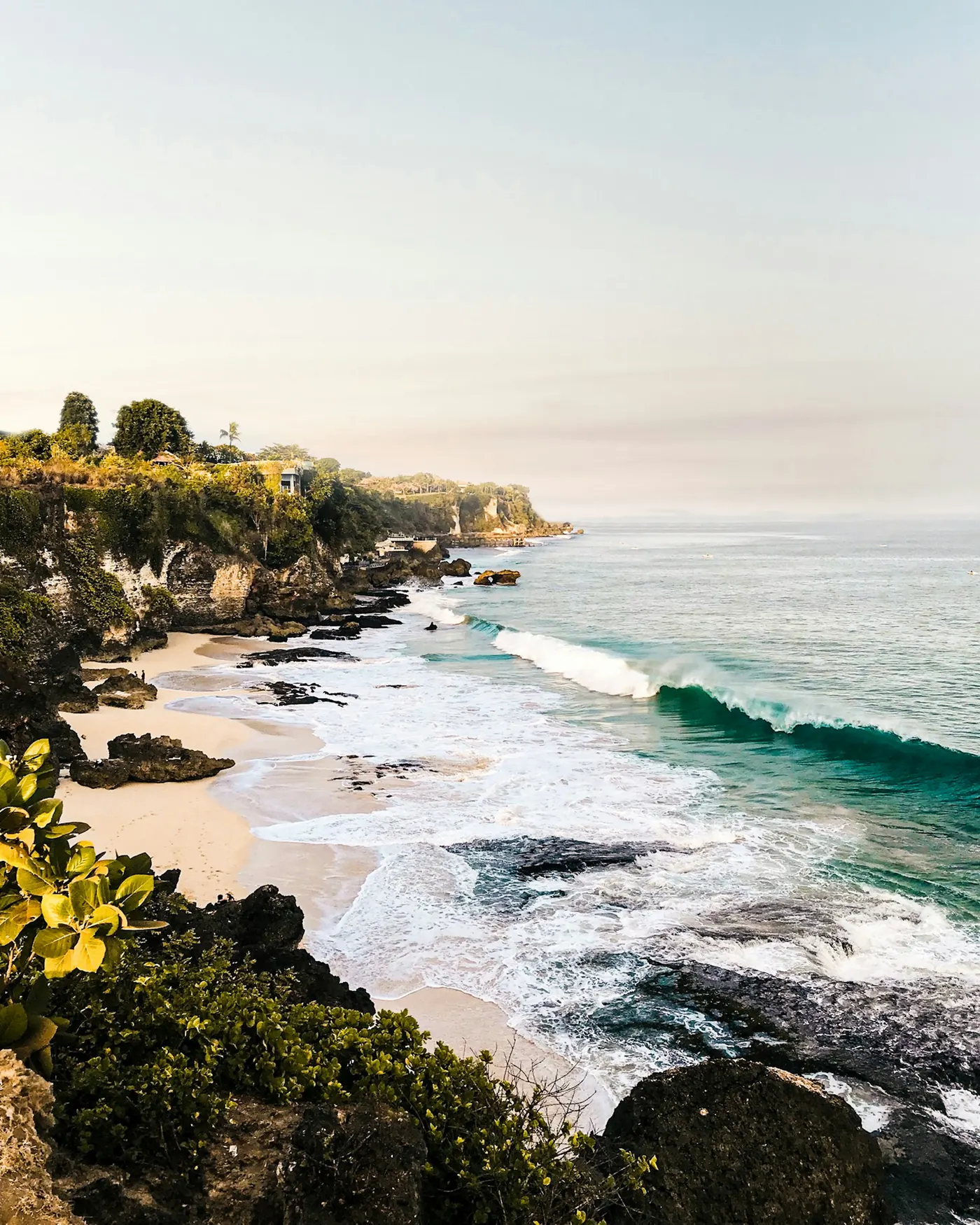Rugged tropical coastline in Bali